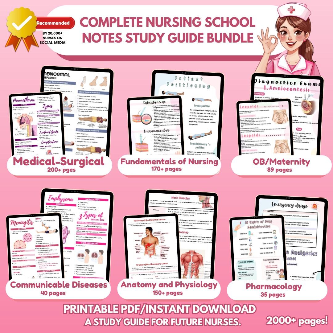Nursing School Study Guide Bundle | Comprehensive Notes (PDF Download ...