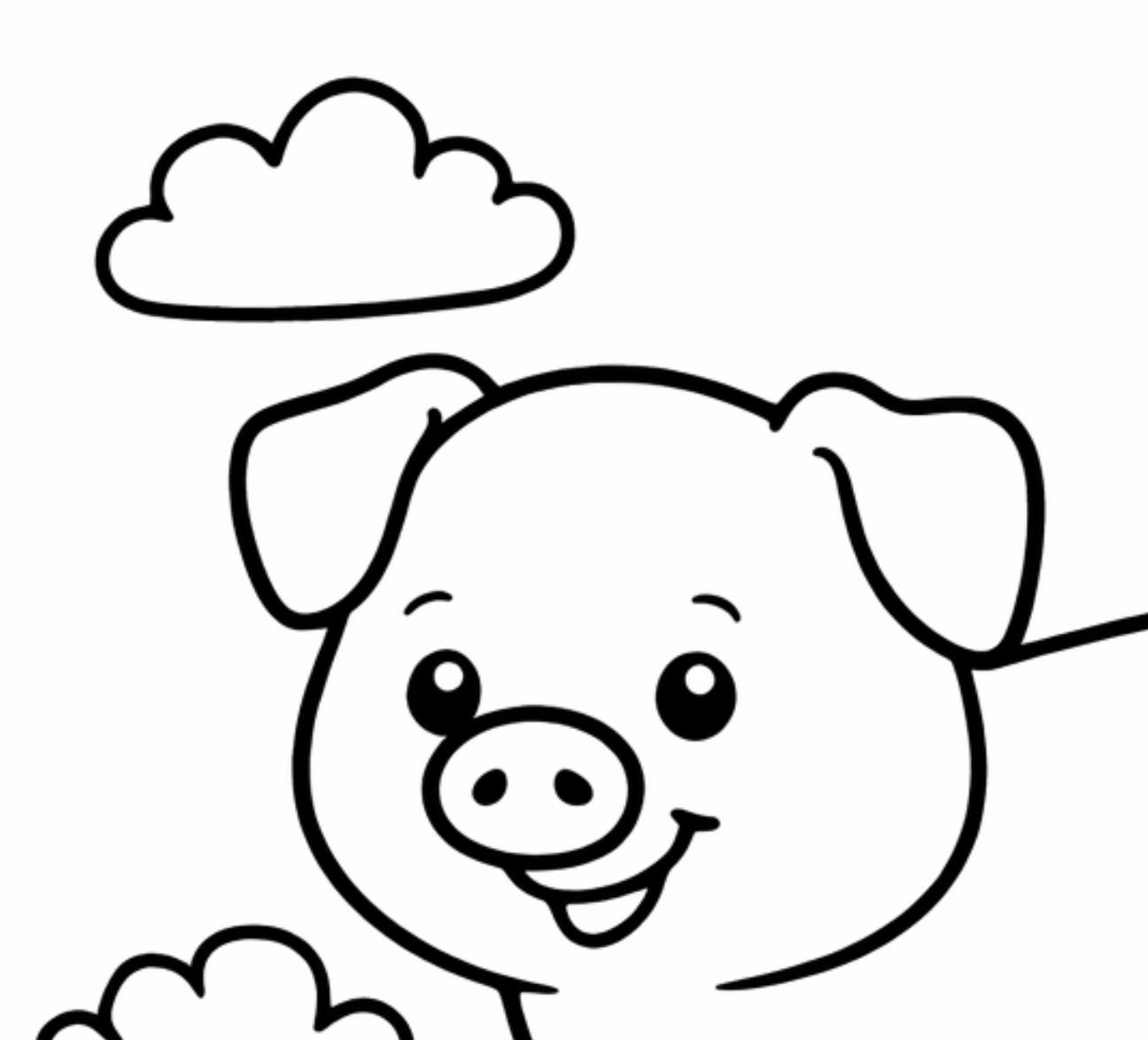 Pig Coloring Page for Toddlers | Simple Farm Animal Printable | Kids A4 ...