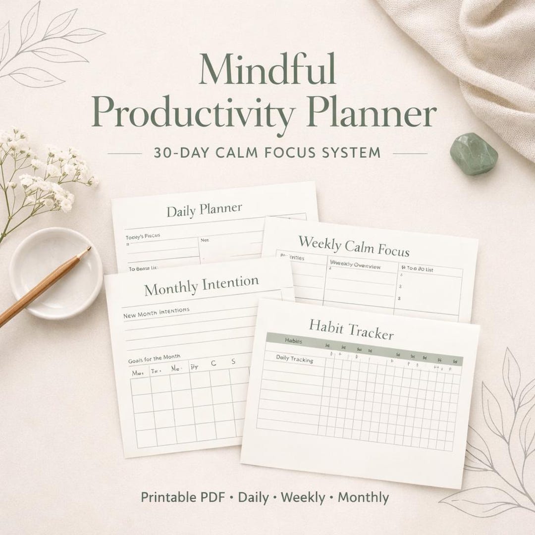 Mindful Productivity Planner Bundle | Printable PDF - Etsy