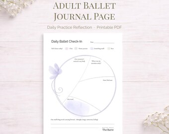 Diario de ballet para adultos imprimible: página de reflexión sobre la práctica diaria (PDF)