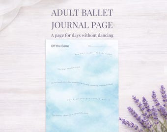 Diario de ballet para adultos imprimible: Página de reflexión del día de descanso fuera de la barra para bailarines adultos (PDF)