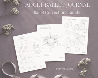 Diario de Ballet para Adultos: Paquete de Correcciones / Páginas de Diario de Práctica para Seguimiento, Concentración e Integración (PDF Imprimible)