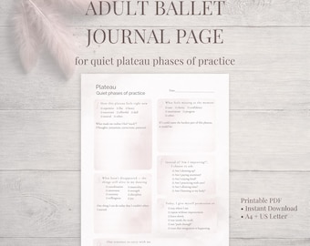 Diario de ballet para adultos imprimible – Meseta: Página de reflexión sobre las fases tranquilas de la práctica (PDF)