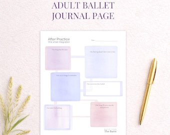 Diario de ballet para adultos imprimible: página de reflexión después de la práctica (PDF)