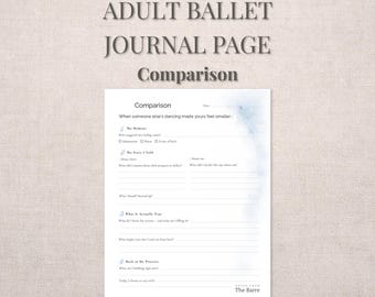 Cuaderno imprimible de ballet para adultos: página de reflexión comparativa para bailarines adultos (PDF)