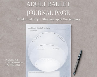 Diario de ballet para adultos imprimible: hábitos que ayudan a asistir y ser constante (PDF)