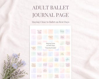 Diario de ballet para adultos imprimible: Mantenerse unidos en los días de descanso / Página de reflexión (PDF)