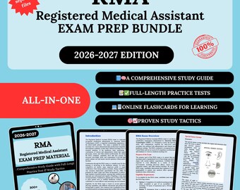 Paquete de preparación para el examen RMA 2026 / Asistente médico registrado / Preparación para el examen RMA / Guía de estudio para el examen RMA / Examen RMA / RMA / Guía de estudio para asistente médico registrado