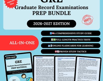 Paquete de preparación para el GRE 2026 / Preparación para el GRE / Estudio del GRE / Tarjetas de estudio del GRE / Registro de posgrado / Guía de estudio del GRE / Examen GRE / Libro de registro de posgrado / GRE