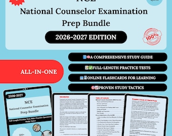 Paquete de preparación para el NCE 2026 / Examen Nacional de Consejería / Estudio para el Examen Nacional de Consejería / Examen Nacional de Consejería / Examen NCE / NCE / Guía de estudio del NCE