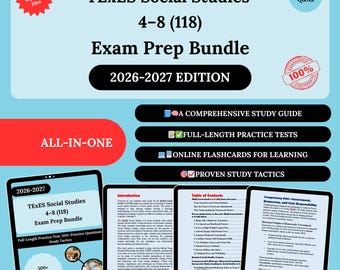 Texes Social Studies 4-8 (118) Bundle 2026 | Texes 118 Exam | Texes Social Studies | Texes Social Studies Study | Texes 4-8 | Texes 118