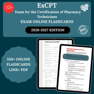 Excpt Flashcards 2026 | Excpt Exam Flashcards | Excpt Flashcard | nha Pharmacy Technician | 550+ Digital Excpt Flashcards
