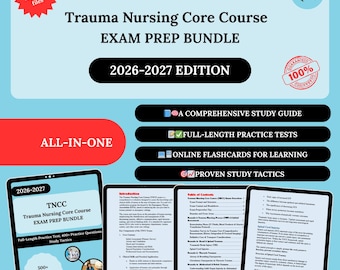 Paquete de preparación para el examen TNCC 2026 / Examen TNCC / TNCC / Materiales de estudio TNCC / Guía de estudio para enfermeras de trauma / Enfermera de trauma / Enfermera especializada en trauma