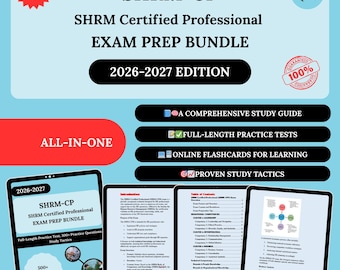Paquete de preparación para el examen SHRM CP 2026 / Examen SHRM CP / SHRM CP / SHRM CP 2026 / Guía de estudio SHRM CP / Examen de práctica SHRM CP / SHRM / Estudio SHRM CP