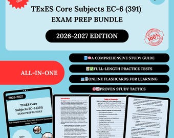 Paquete de preparación para el examen de materias básicas de Texas EC-6 (391) 2026 / Materias básicas de Texas / EC-6 / Materias básicas de Texas EC-6 (391) / Examen de materias básicas de Texas EC-6