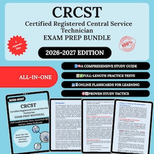 Crcst-examenspaket 2026 | Crcst-studieguide | Steril bearbetningsbok | Crcst-bildkort | Crcst-övningsprov | Crcst-examen | Crcst-examensförberedelse