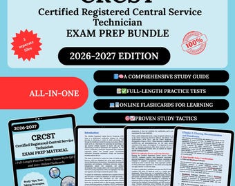 Paquete de preparación para el examen CRCST 2026 / Guía de estudio CRCST / Preparación para el examen CRCST / Tarjetas de estudio CRCST / Examen CRCST / Examen de certificación en procesamiento estéril / CRCST