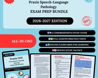 Paquete de preparación para Praxis 5331 2026 / SLP Praxis / Guía de estudio para SLP Praxis / Guía de estudio para Praxis 5331 / Guía de estudio para Praxis SLP / Praxis SLP / Praxis