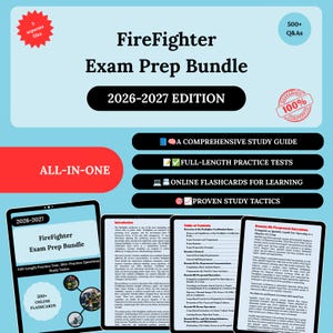 Paquete de preparación para el examen de bombero 2026 / Examen de bombero / Guía de estudio para bomberos / Libro electrónico para bomberos / Examen de bombero / Tarjetas de estudio para bomberos