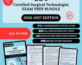 CST-förberedelsepaket 2026 | CST-studiehandledning | Certifierad kirurgisk tekniker | Examen för certifierad kirurgisk teknolog | Certifierad kirurgisk teknolog