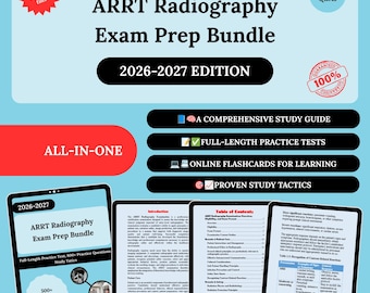 Paquete de preparación para radiografía 2026 / Guía de estudio de radiografía / Tarjetas de estudio de radiología ARRT / Examen de radiografía / Apuntes de radiografía / Radiografía