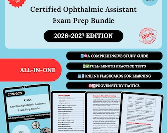 Coa Prep Bundle 2026 | Ophthalmic Assistant Exam | Ophthalmic Assistant Study Guide | Ophthalmic Assistant | Coa Exam | Coa Study | Coa