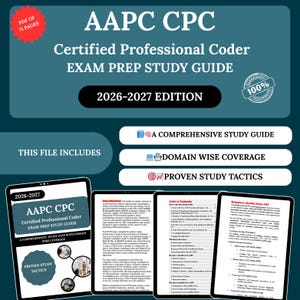 Könnte beinhalten: AAPC CPC Examensvorbereitungs-Leitfaden für zertifizierte professionelle Coder, Ausgabe 2026-2027. Enthält einen umfassenden Studienleitfaden, bereichsbezogene Abdeckung und bewährte Lernstrategien.