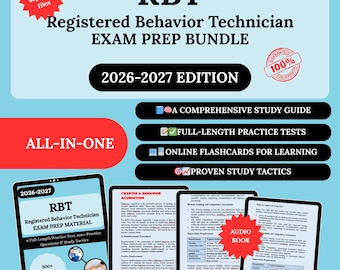 Paquete de preparación para RBT 2026 / Técnico en comportamiento registrado / Apuntes de RBT / Examen de práctica de RBT 2026 / Estudio de RBT / Examen de RBT / Apuntes de sesión de RBT / RBT