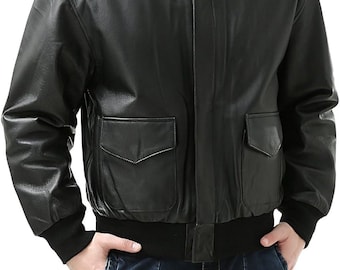 A-2 Flight Leather Jacket Air Force Bomber . Pilot Leather Blouson Army