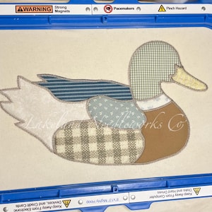 Patchwork Mallard Duck Faux Quilted Zig Zag Applique Machine Embroidery Design image 3