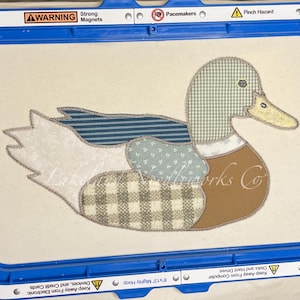 Patchwork Mallard Duck Faux Quilted Zig Zag Applique Machine Embroidery Design image 4
