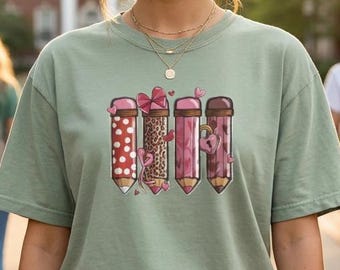 Cute Pencil Teacher Shirt | Back to School T-Shirt | Teacher Graphic Tee | Colorful Pencil Shirt | Elementary Teacher Gift