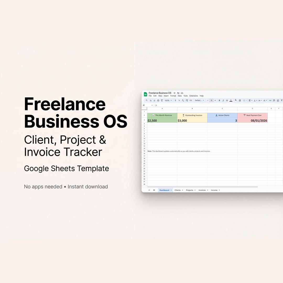 Freelancer Invoice Tracker Google Sheets | Client & Project Management ...