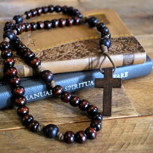 Small Brown Wooden Rosary - Pocket Rosary (not wearable)