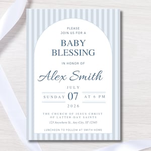 LDS Baby Blessing Invitation | Baby Blessing Invite | Editable Canva Template