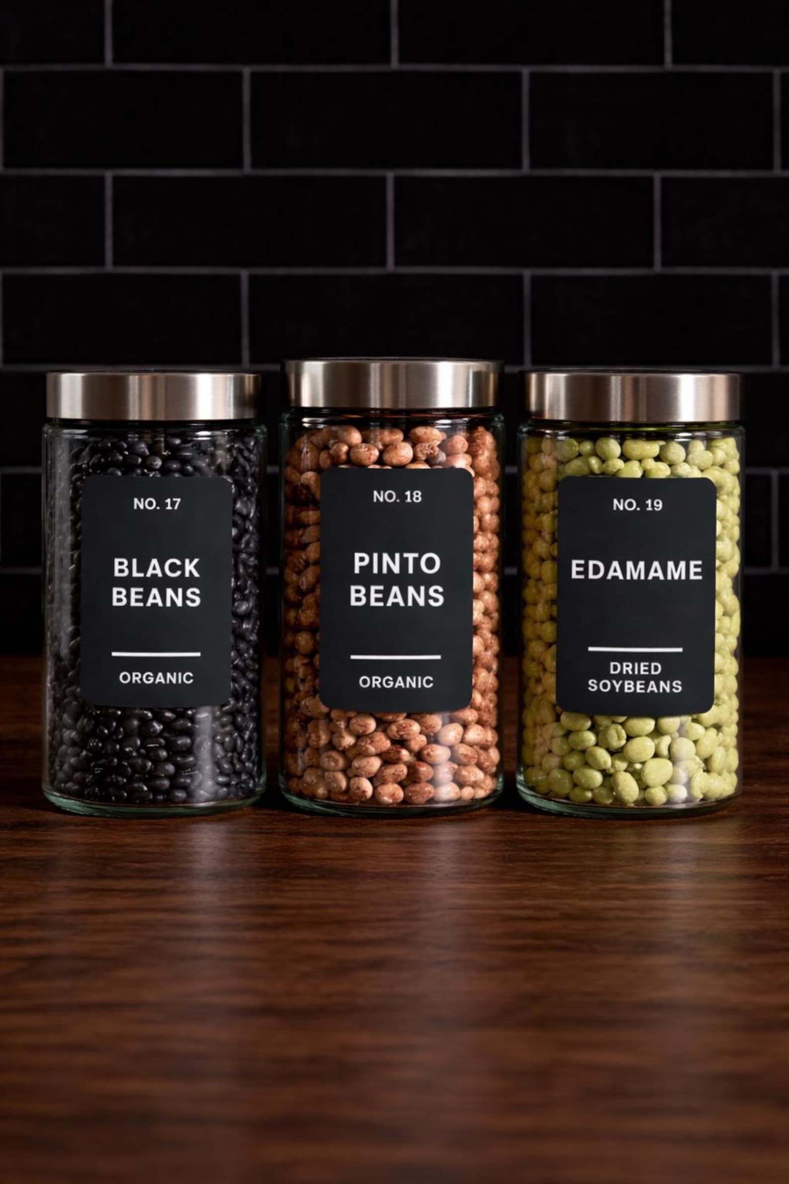 Custom Pantry Labels - Dark Minimalist Kitchen Stickers - Waterproof ...