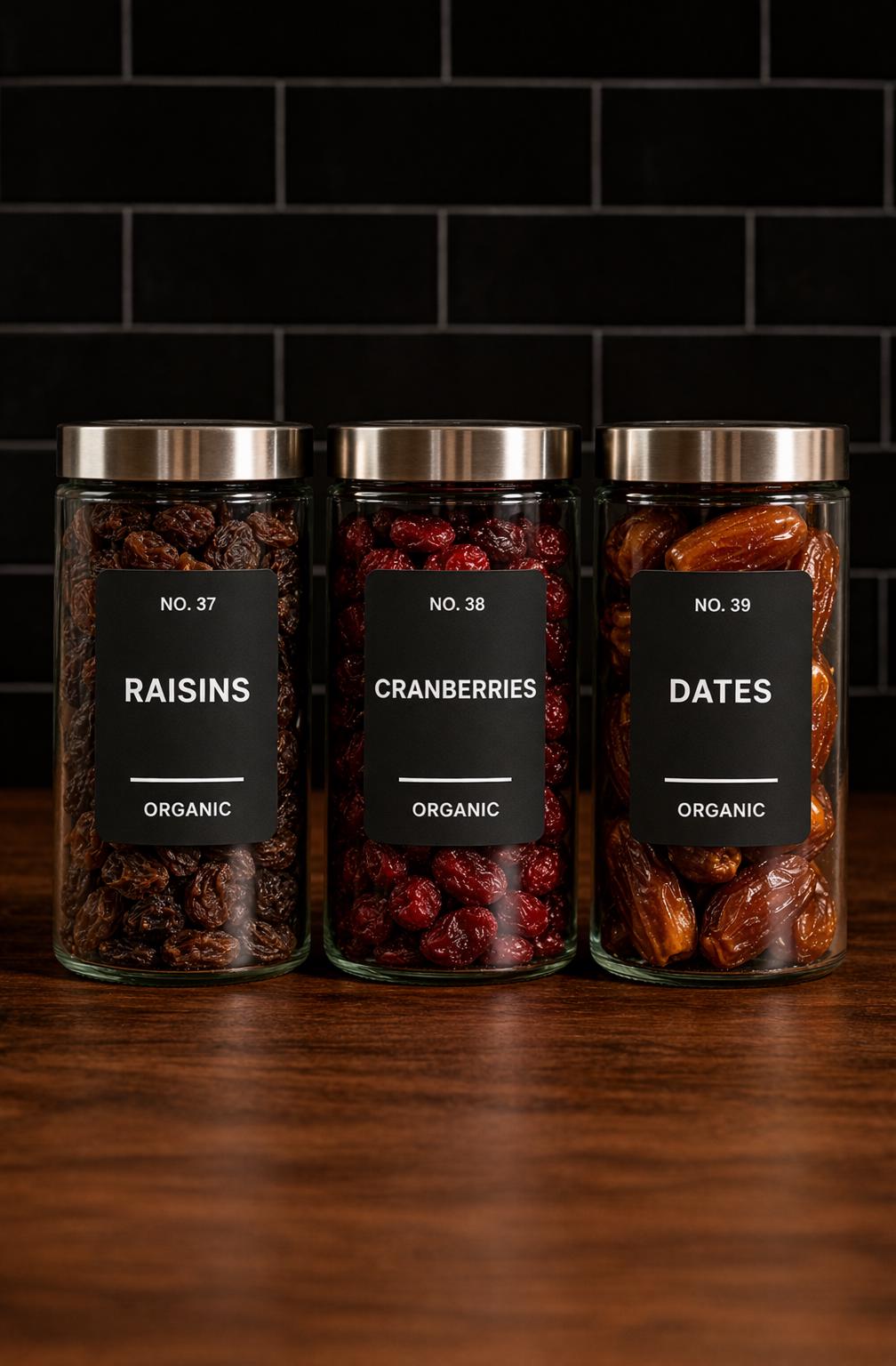 Custom Pantry Labels - Dark Minimalist Kitchen Stickers - Waterproof ...