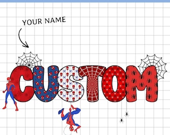 Custom Spider Name PNG, Personalized Kids Design (PNG Digital Download)