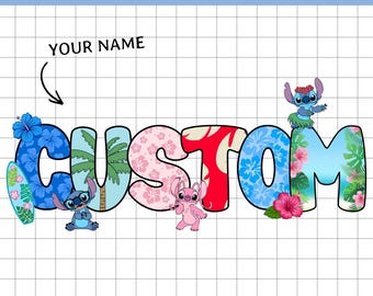 Custom Lilo Stitch Name PNG, Kids Name Art (Digital Download)