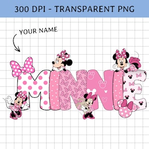 Minnie Maus Name PNG, personalisierte Geburtstag Design (digitaler Download) Bild 1