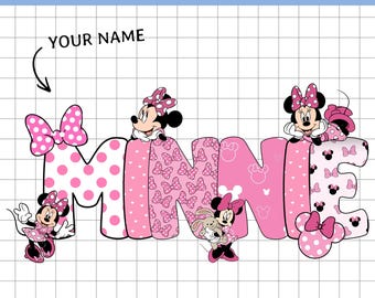 Custom Minnie Mouse Name PNG, Personalized Birthday Design (Digital Download)