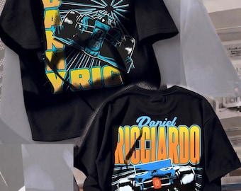 Vintage Daniel Ricciardo T-Shirt F1 Racing Bootleg Style Retro Formula 1 Graphic Tee Premium Oversized Washed Black Streetwear - Honey Badge