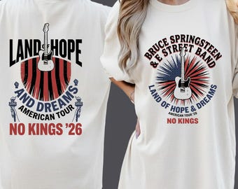 Bruce Springsteen No Kings American Tour 2026 T-Shirt, E Street Band Land of Hope and Dreams Tee, Vintage Rock Fan Gift