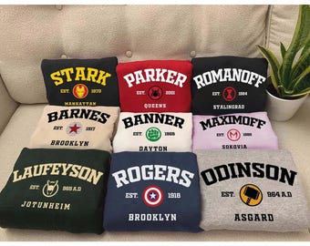 Marvel Avengers University Sweatshirt, Stark Rogers Parker Banner