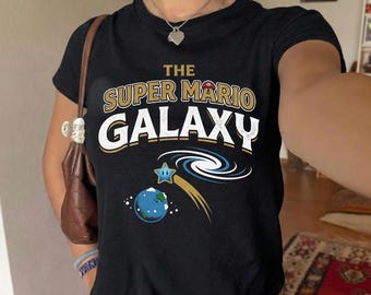 Super Mario Galaxy Vintage Style T-Shirt, Retro Gaming Fan Gift, Nintendo Aesthetic Graphic Tee, Mario Galaxy Luma Star Top