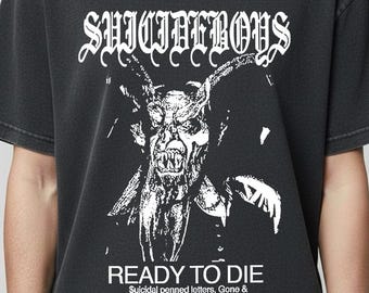 Suicideboys Ready To Die Vintage T-Shirt - G59 Records Hip Hop Graphic Tee - Retro Washed Black Oversized Shirt - Aesthetic Rap Streetwear