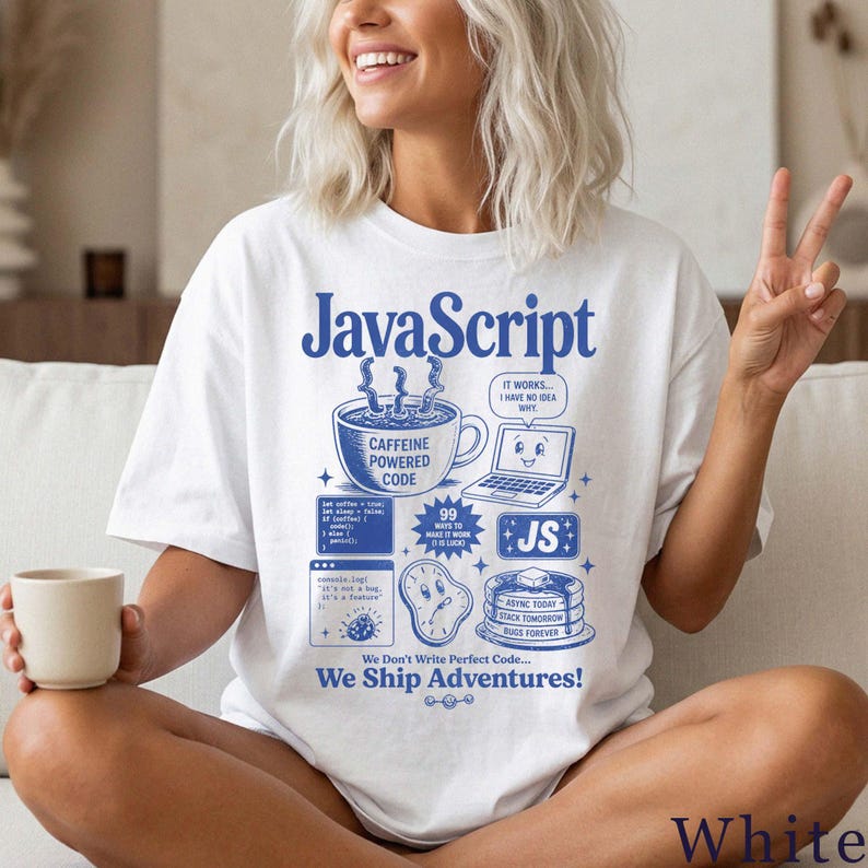 Funny JavaScript Shirt | Retro Coding Graphic Tee | Programmer Gift, Developer Humor Unisex T-Shirt 4QXJL8 Bild 5