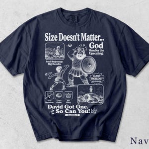 David and Goliath Shirt | Funny Faith Tee | Retro Bible Graphic | Christian Gift 5LTZED image 9