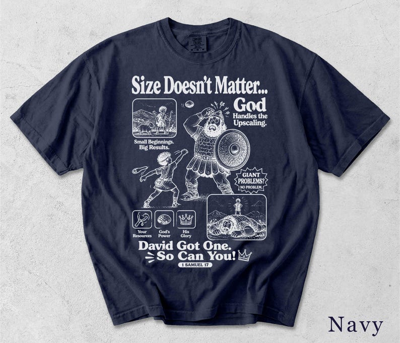 David and Goliath Shirt | Funny Faith Tee | Retro Bible Graphic | Christian Gift 5LTZED image 9
