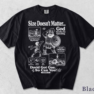 David and Goliath Shirt | Funny Faith Tee | Retro Bible Graphic | Christian Gift 5LTZED image 8